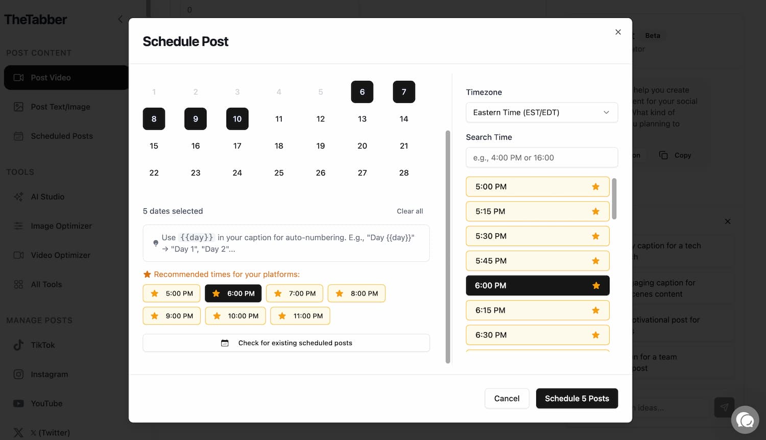 TikTok Scheduler Dashboard